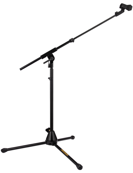 LOW PROFILE TRIPOD MICROPHONE STAND WITH TELESCOPIC BOOM ARM