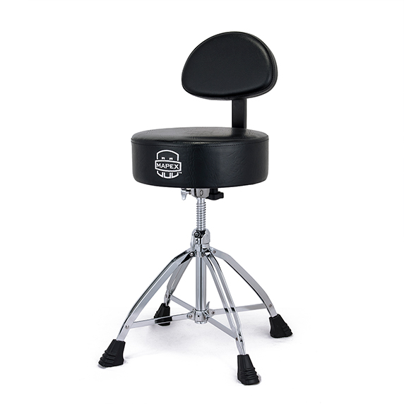 Round Top Drum Throne w/ Backrest and Double Braced Quad Legs