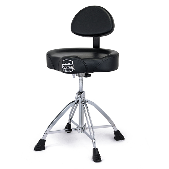 Saddle Top Drum Throne w/ Backrest and Double Braced Quad Legs